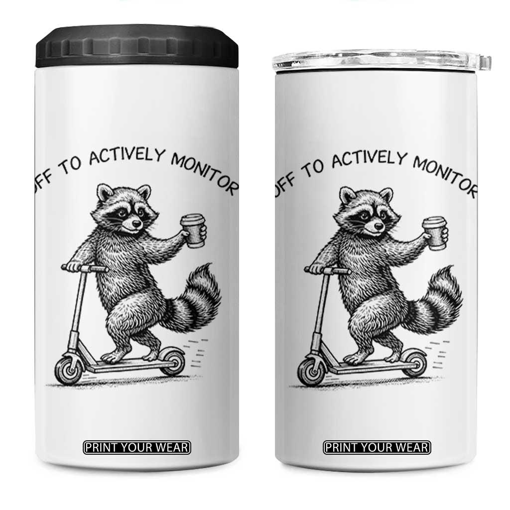 Funny Teacher Testing Day 4 in 1 Can Cooler Tumbler Silly Raccoon Proctor Off To Actively Monitor TS12 One Size: 16 oz White Print Your Wear