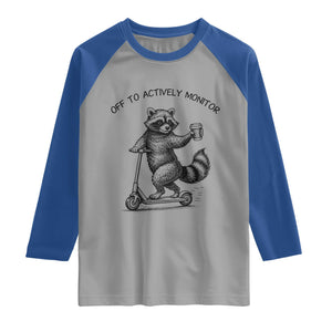 Funny Teacher Testing Day Raglan Shirt Silly Raccoon Proctor Off To Actively Monitor TS12 Sport Gray Royal Print Your Wear