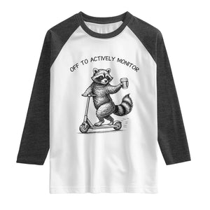 Funny Teacher Testing Day Raglan Shirt Silly Raccoon Proctor Off To Actively Monitor TS12 White Heather Charcoal Print Your Wear
