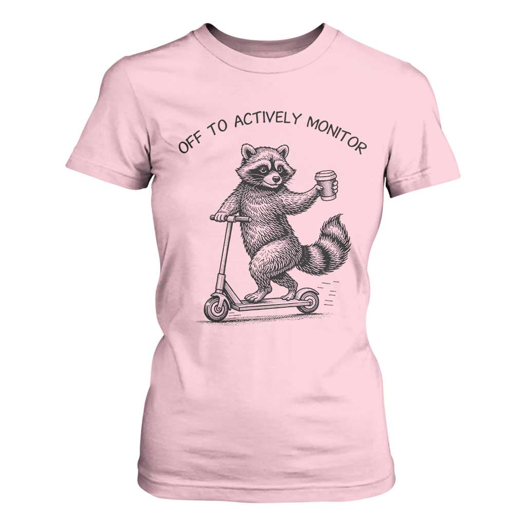 Funny Teacher Testing Day T Shirt For Women Silly Raccoon Proctor Off To Actively Monitor TS12 Light Pink Print Your Wear