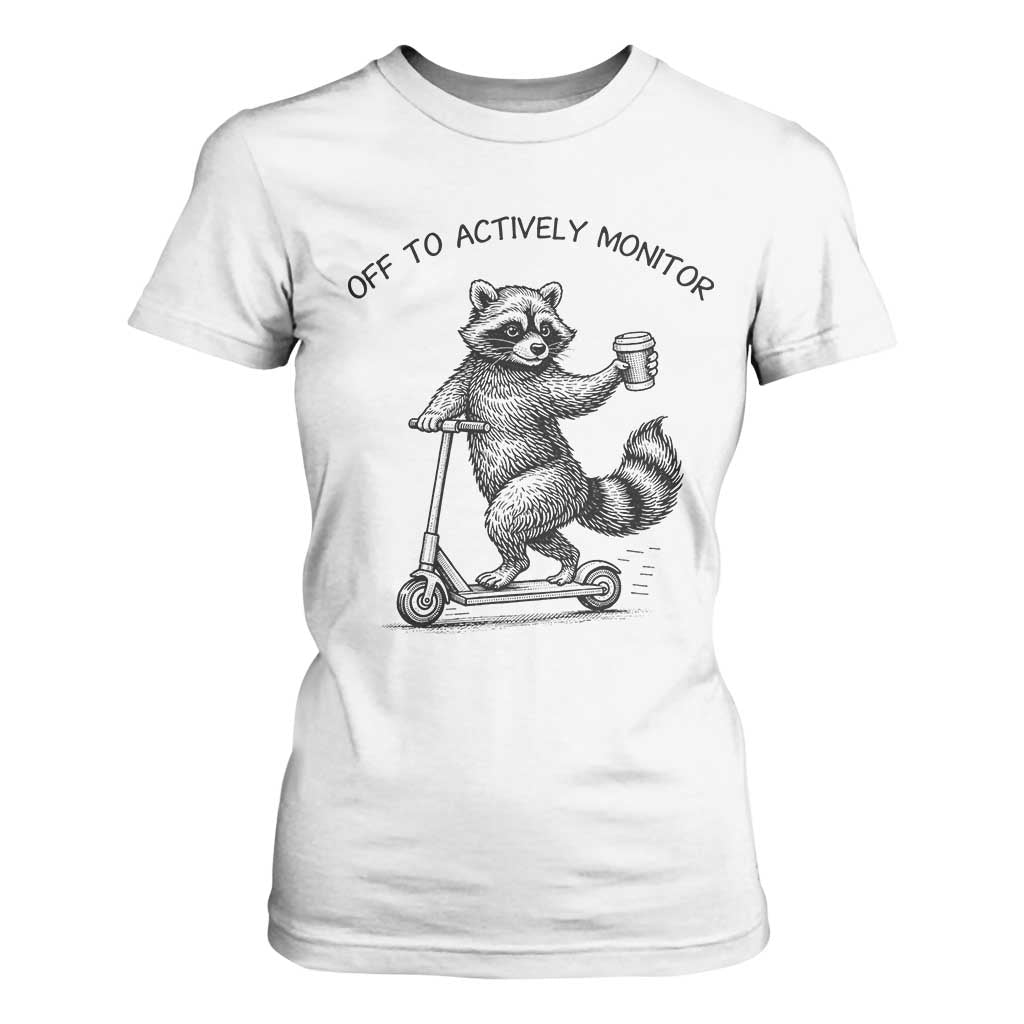 Funny Teacher Testing Day T Shirt For Women Silly Raccoon Proctor Off To Actively Monitor TS12 White Print Your Wear