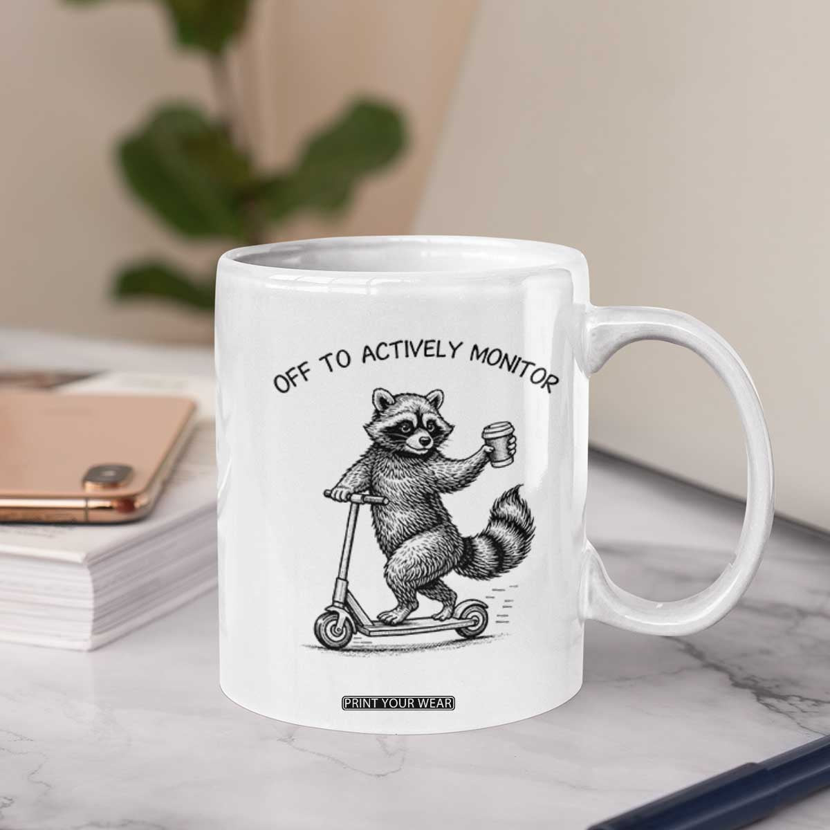 Funny Teacher Testing Day Coffee Mug Silly Raccoon Proctor Off To Actively Monitor TS12 Print Your Wear