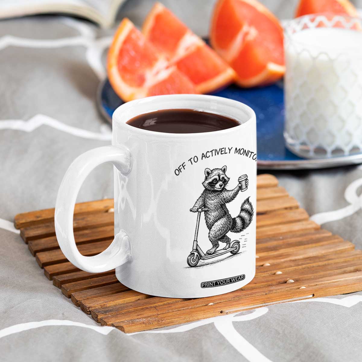 Funny Teacher Testing Day Coffee Mug Silly Raccoon Proctor Off To Actively Monitor TS12 Print Your Wear