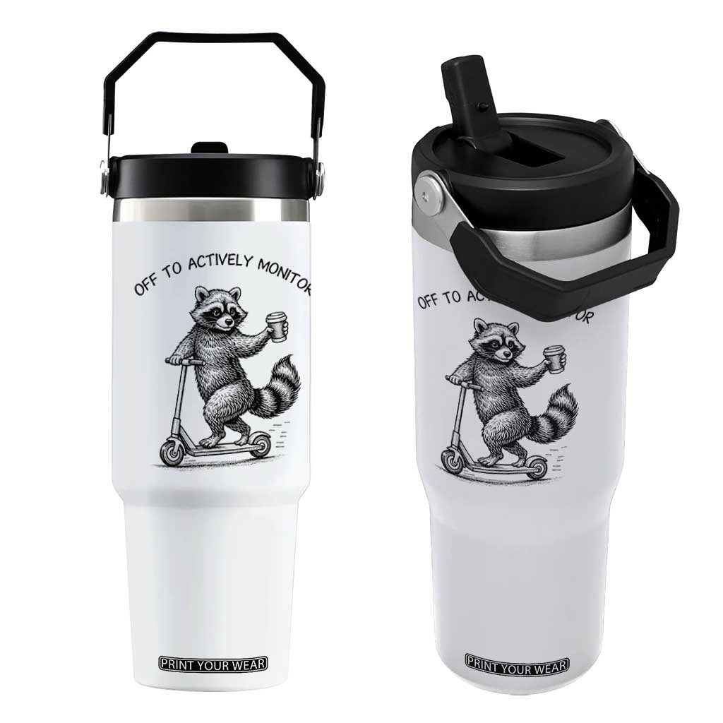Funny Teacher Testing Day Flip Straw Tumbler Silly Raccoon Proctor Off To Actively Monitor TS12 One Size: 30 oz White Print Your Wear