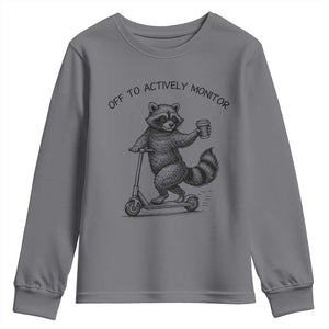 Funny Teacher Testing Day Youth Sweatshirt Silly Raccoon Proctor Off To Actively Monitor TS12 Charcoal Print Your Wear