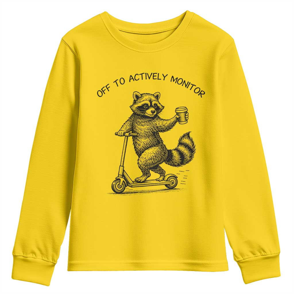 Funny Teacher Testing Day Youth Sweatshirt Silly Raccoon Proctor Off To Actively Monitor TS12 Daisy Print Your Wear