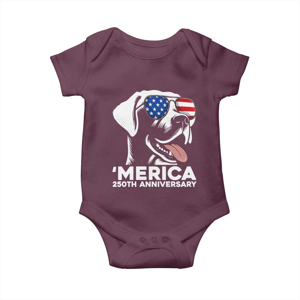 Merica Labrador Retriever Lover Baby Onesie 250th Anniversary Gift TS12 Maroon Print Your Wear