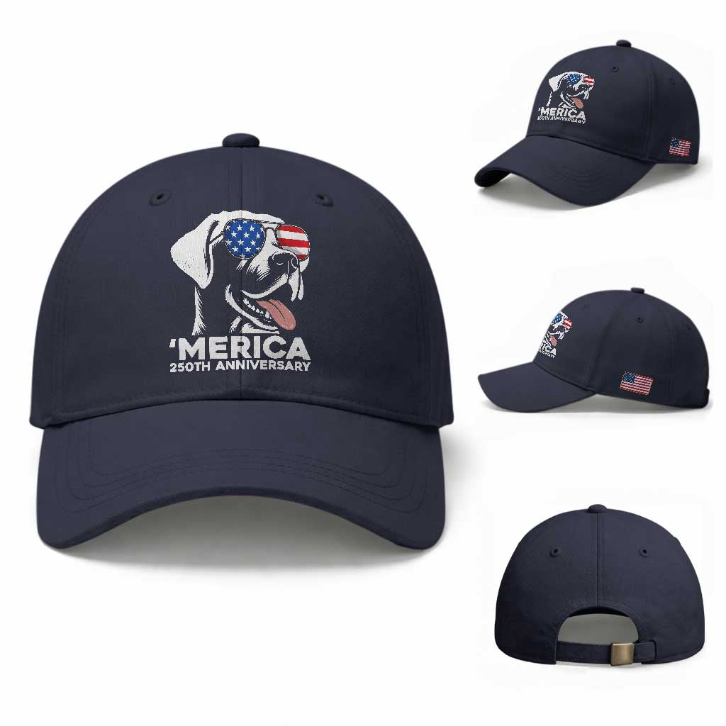 Merica Labrador Retriever Lover Baseball Cap 250th Anniversary Gift TS12 Baseball Cap Universal Fit Navy Print Your Wear