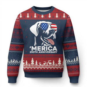 Merica Labrador Retriever Lover Ugly Christmas Sweater 250th Anniversary Gift TS12 Navy Red Print Your Wear