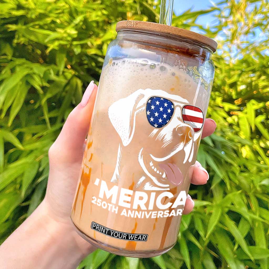 Merica Labrador Retriever Lover Glass Can 250th Anniversary Gift TS12 Black Print Your Wear