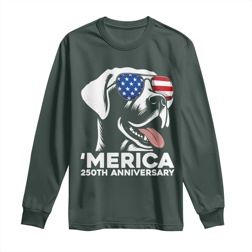 Merica Labrador Retriever Lover Long Sleeve Shirt 250th Anniversary Gift TS12 Dark Forest Green Print Your Wear