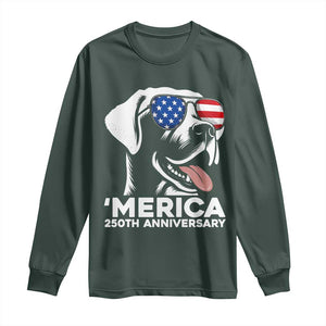 Merica Labrador Retriever Lover Long Sleeve Shirt 250th Anniversary Gift TS12 Dark Forest Green Print Your Wear