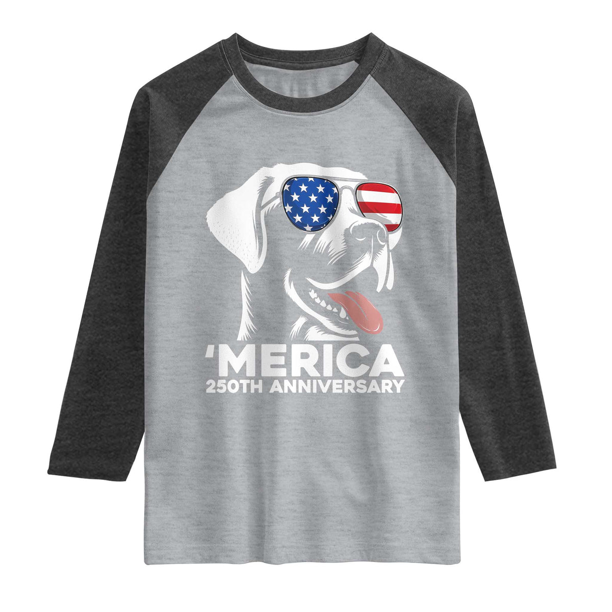 Merica Labrador Retriever Lover Raglan Shirt 250th Anniversary Gift TS12 Heather Gray Heather Charcoal Print Your Wear