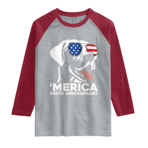 Merica Labrador Retriever Lover Raglan Shirt 250th Anniversary Gift TS12 Heather Gray Heather Red Print Your Wear