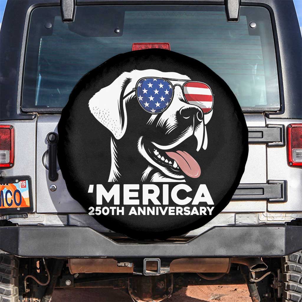Merica Labrador Retriever Lover Spare Tire Cover 250th Anniversary Gift TS12 No hole Black Print Your Wear