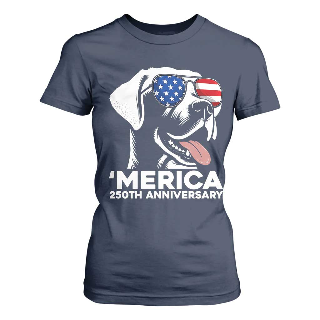 Merica Labrador Retriever Lover T Shirt For Women 250th Anniversary Gift TS12 Navy Print Your Wear