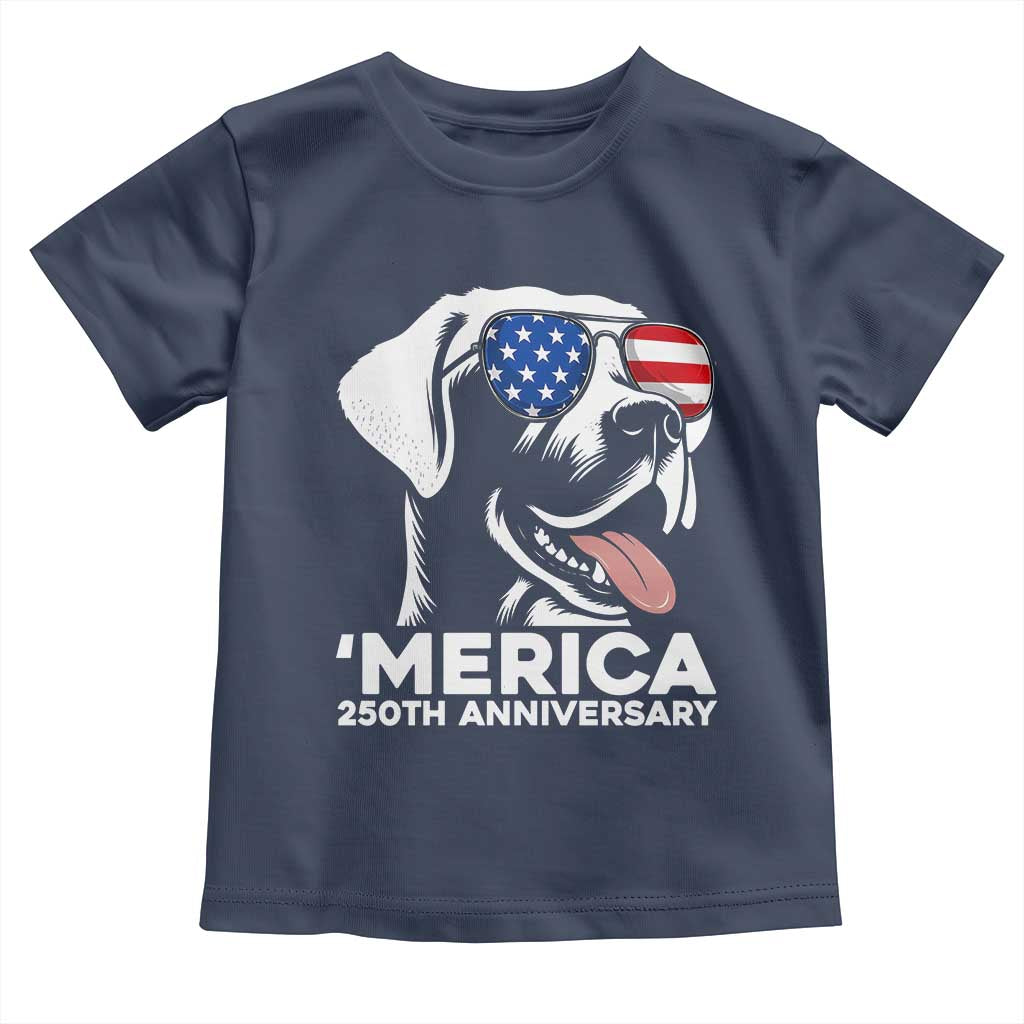 Merica Labrador Retriever Lover Toddler T Shirt 250th Anniversary Gift TS12 Navy Print Your Wear
