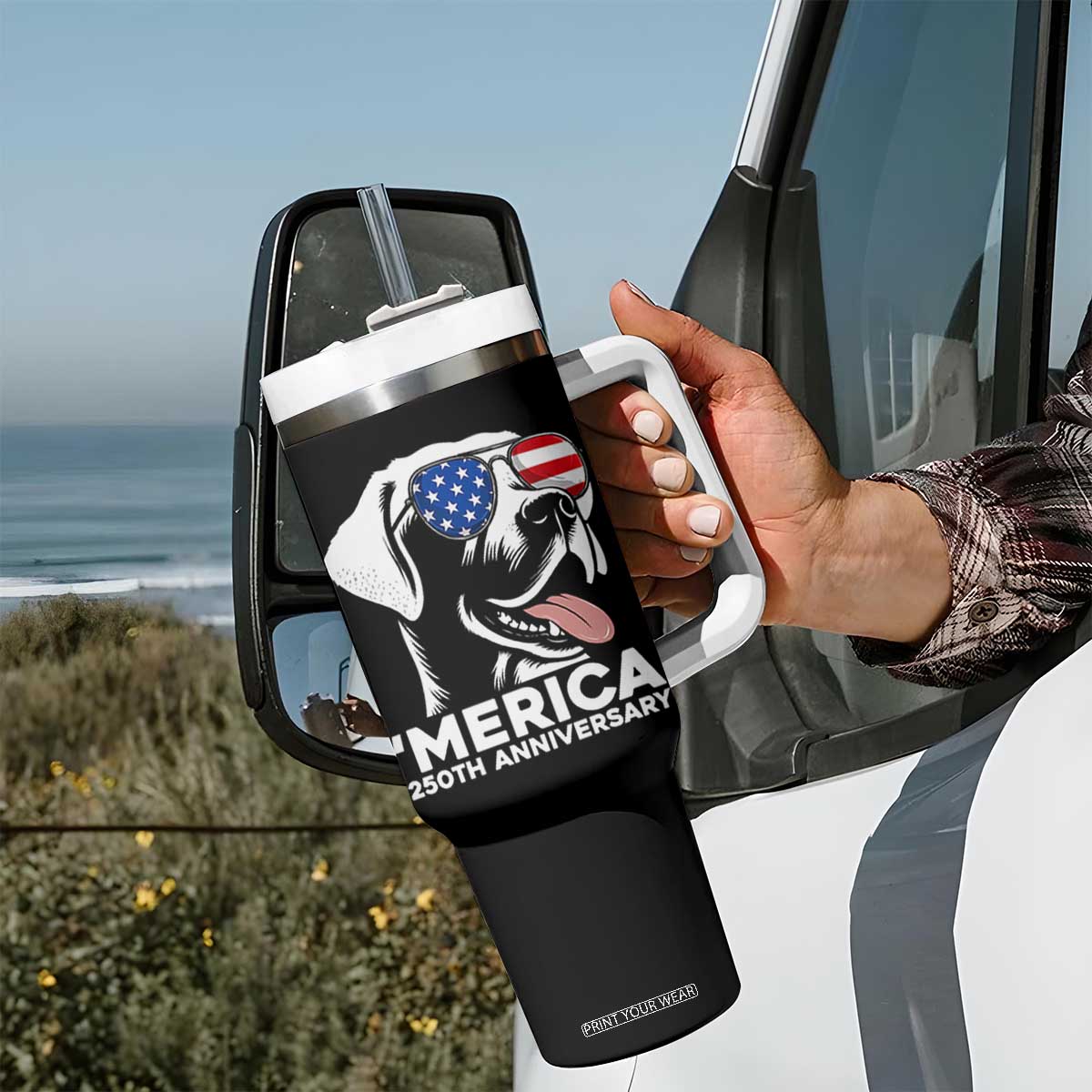 Merica Labrador Retriever Lover Tumbler With Handle 250th Anniversary Gift TS12 Print Your Wear