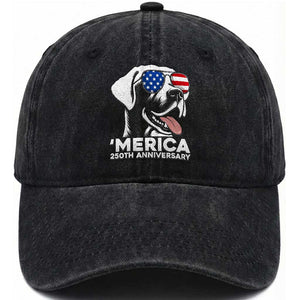 Merica Labrador Retriever Lover Washed Cotton Baseball Cap 250th Anniversary Gift TS12 Print Your Wear