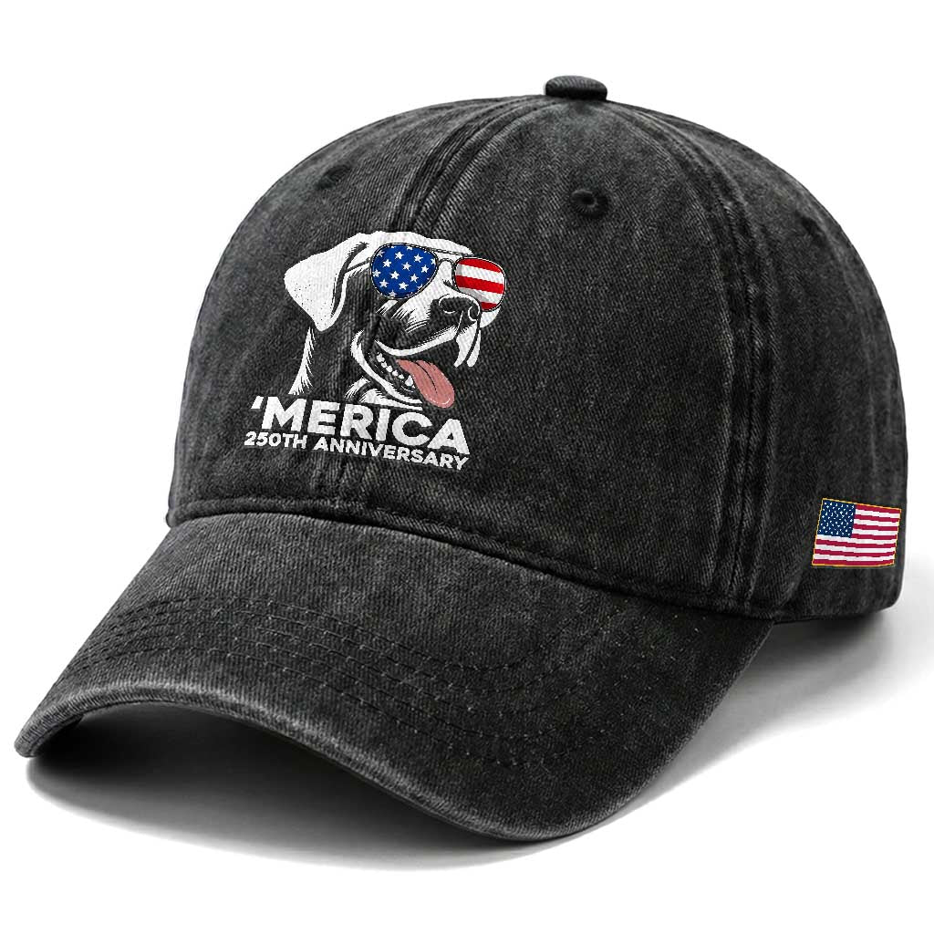 Merica Labrador Retriever Lover Washed Cotton Baseball Cap 250th Anniversary Gift TS12 Print Your Wear