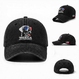 Merica Labrador Retriever Lover Washed Cotton Baseball Cap 250th Anniversary Gift TS12 Washed Cap Universal Fit Black Print Your Wear