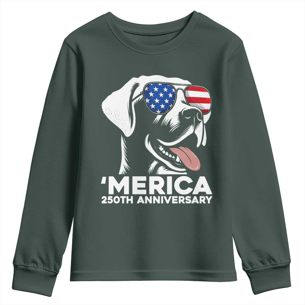 Merica Labrador Retriever Lover Youth Sweatshirt 250th Anniversary Gift TS12 Dark Forest Green Print Your Wear