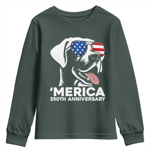 Merica Labrador Retriever Lover Youth Sweatshirt 250th Anniversary Gift TS12 Dark Forest Green Print Your Wear