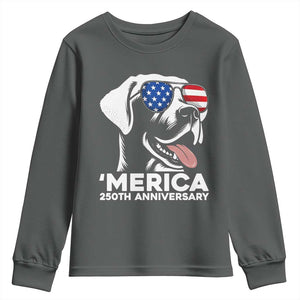 Merica Labrador Retriever Lover Youth Sweatshirt 250th Anniversary Gift TS12 Dark Heather Print Your Wear