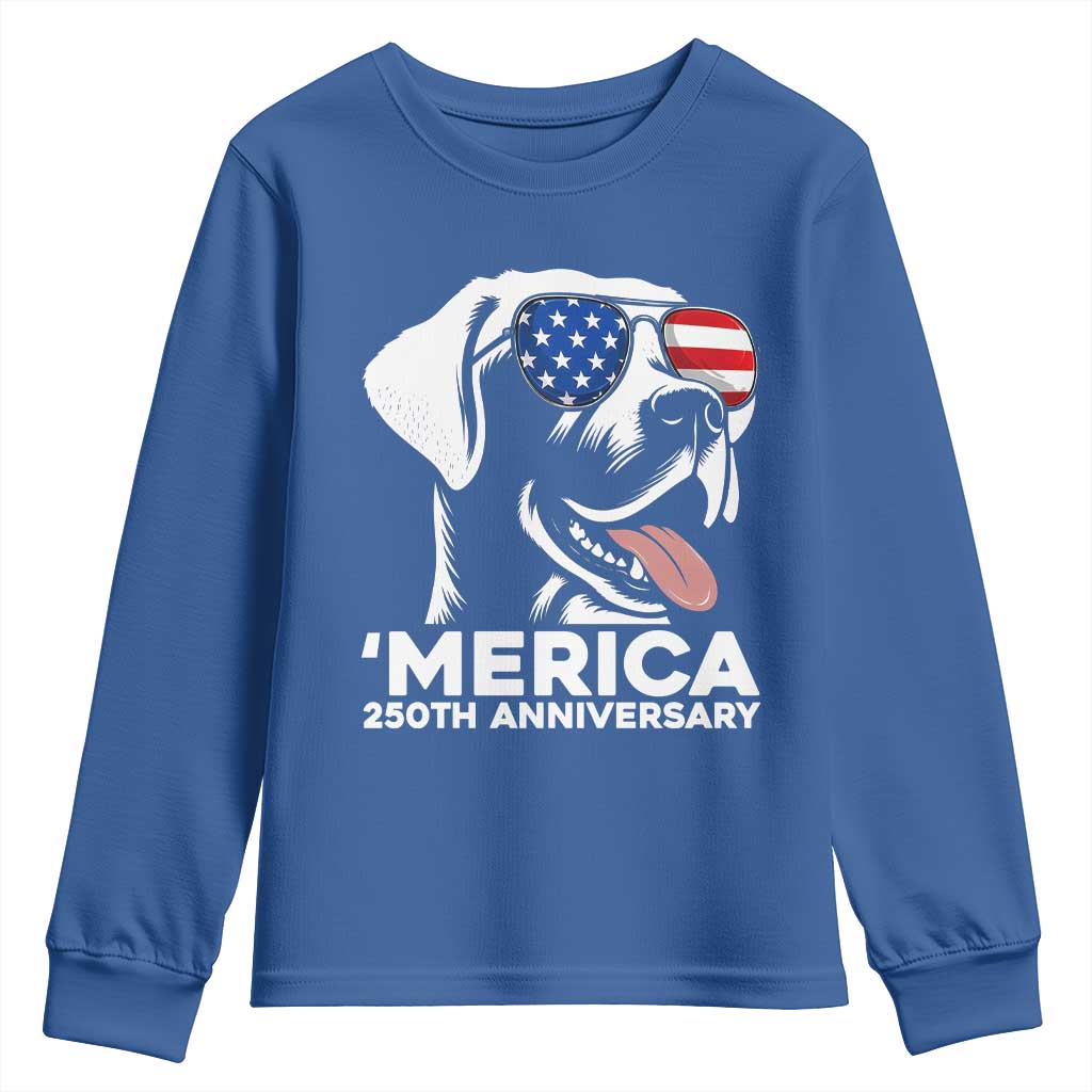 Merica Labrador Retriever Lover Youth Sweatshirt 250th Anniversary Gift TS12 Royal Blue Print Your Wear