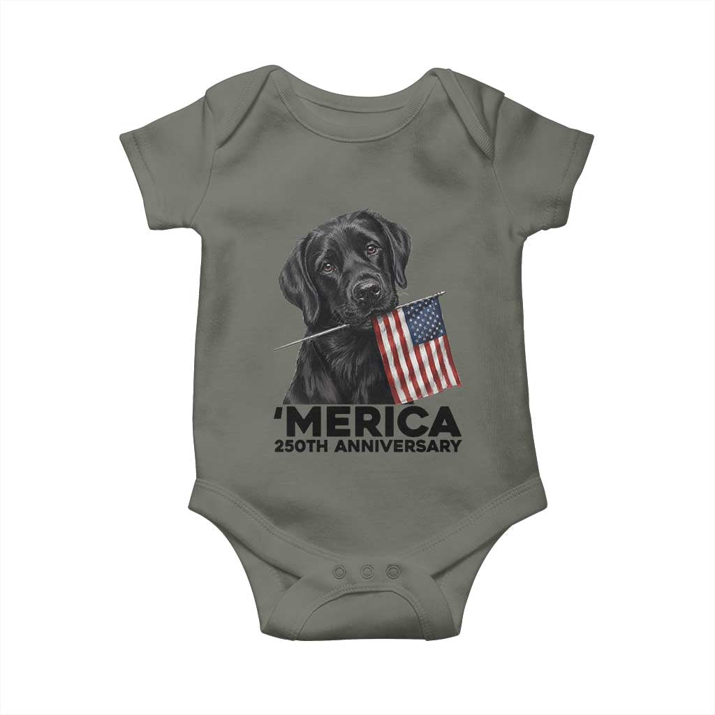 Patriotic Labrador Retriever Baby Onesie America 250th Anniversary Gift TS12 Military Green Print Your Wear