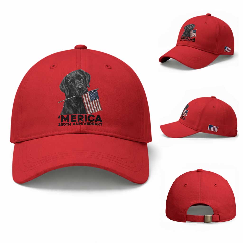 Patriotic Labrador Retriever Baseball Cap America 250th Anniversary Gift TS12 Baseball Cap Universal Fit Red Print Your Wear