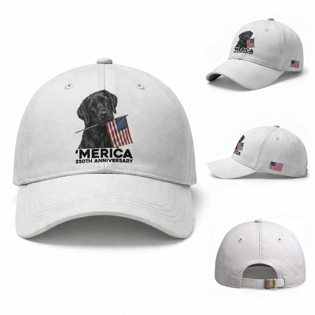 Patriotic Labrador Retriever Baseball Cap America 250th Anniversary Gift TS12 Baseball Cap Universal Fit White Print Your Wear