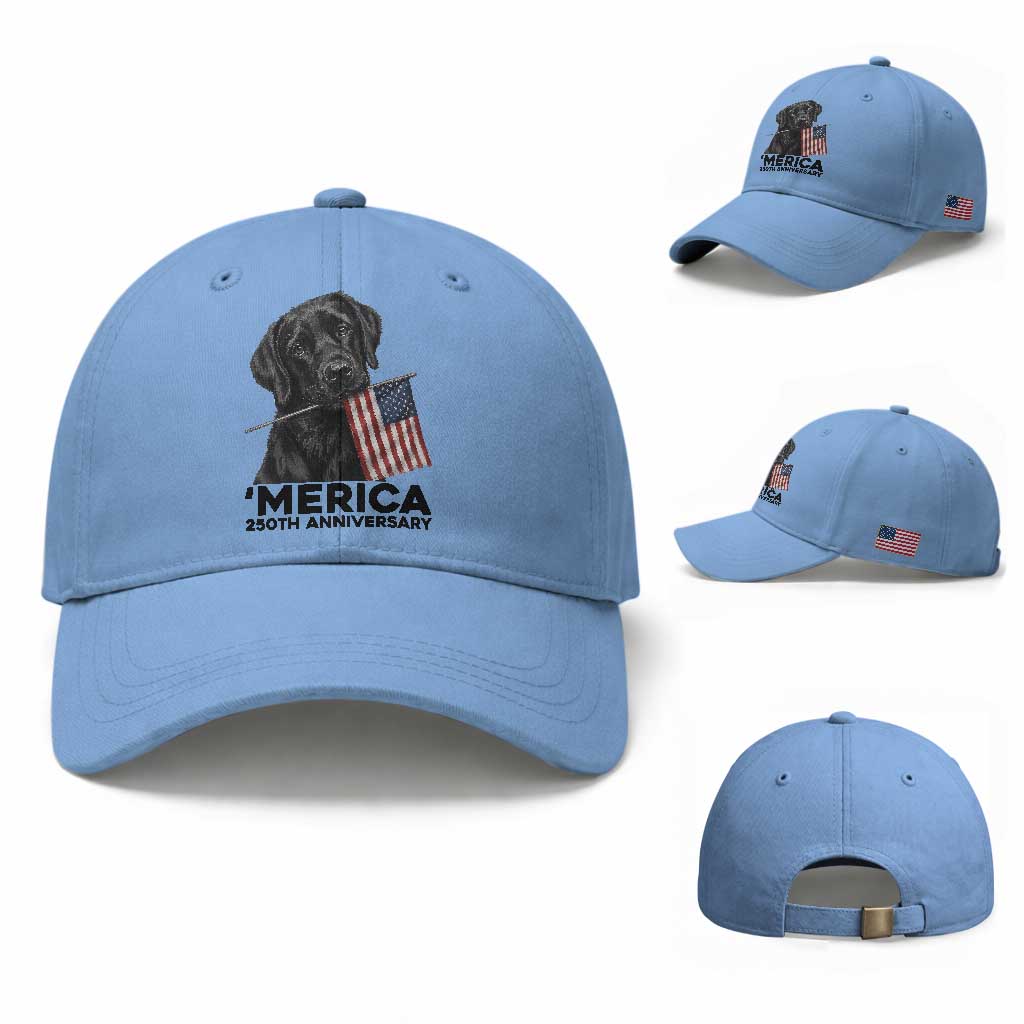 Patriotic Labrador Retriever Baseball Cap America 250th Anniversary Gift TS12 Baseball Cap Universal Fit Light Blue Print Your Wear