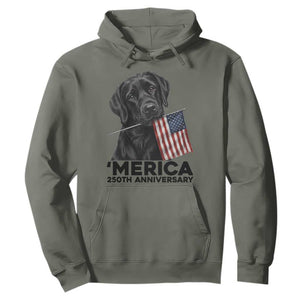 Patriotic Labrador Retriever Hoodie America 250th Anniversary Gift TS12 Military Green Print Your Wear