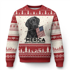 Patriotic Labrador Retriever Ugly Christmas Sweater America 250th Anniversary Gift TS12 Beige Red Print Your Wear