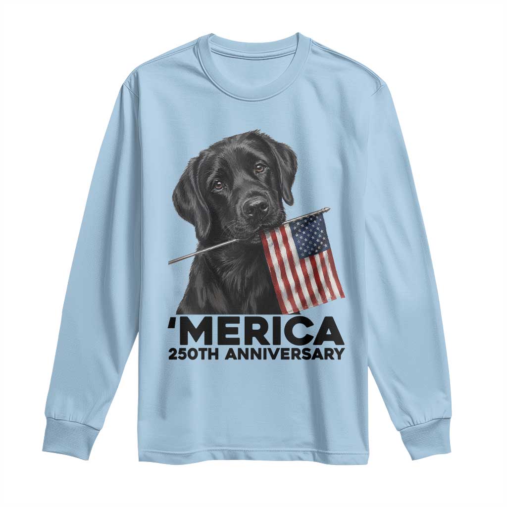 Patriotic Labrador Retriever Long Sleeve Shirt America 250th Anniversary Gift TS12 Light Blue Print Your Wear