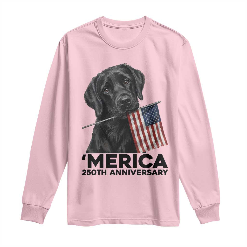 Patriotic Labrador Retriever Long Sleeve Shirt America 250th Anniversary Gift TS12 Light Pink Print Your Wear
