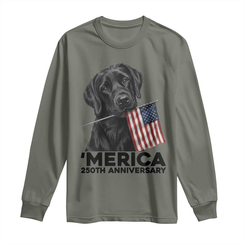 Patriotic Labrador Retriever Long Sleeve Shirt America 250th Anniversary Gift TS12 Military Green Print Your Wear