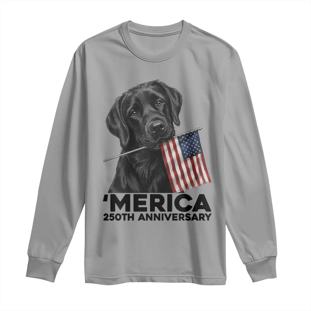 Patriotic Labrador Retriever Long Sleeve Shirt America 250th Anniversary Gift TS12 Sport Gray Print Your Wear