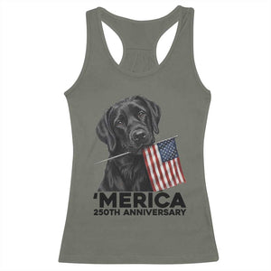 Patriotic Labrador Retriever Racerback Tank Top America 250th Anniversary Gift TS12 Military Green Print Your Wear