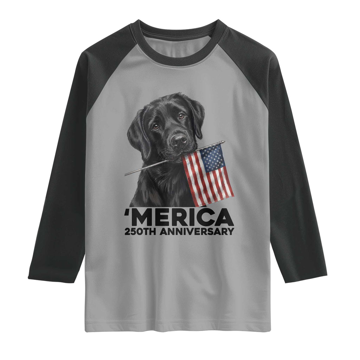 Patriotic Labrador Retriever Raglan Shirt America 250th Anniversary Gift TS12 Sport Gray Black Print Your Wear