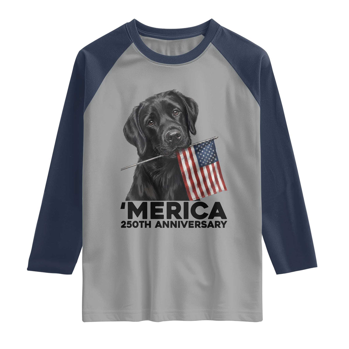 Patriotic Labrador Retriever Raglan Shirt America 250th Anniversary Gift TS12 Sport Gray Navy Print Your Wear