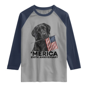 Patriotic Labrador Retriever Raglan Shirt America 250th Anniversary Gift TS12 Sport Gray Navy Print Your Wear