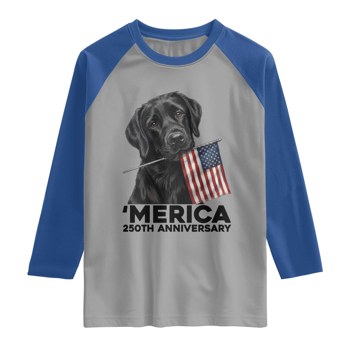 Patriotic Labrador Retriever Raglan Shirt America 250th Anniversary Gift TS12 Sport Gray Royal Print Your Wear
