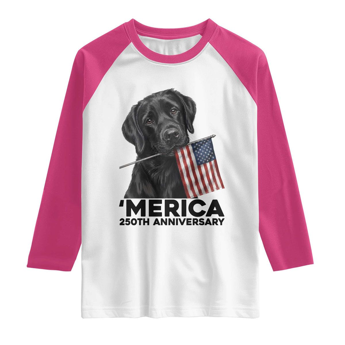 Patriotic Labrador Retriever Raglan Shirt America 250th Anniversary Gift TS12 White Heliconia Print Your Wear