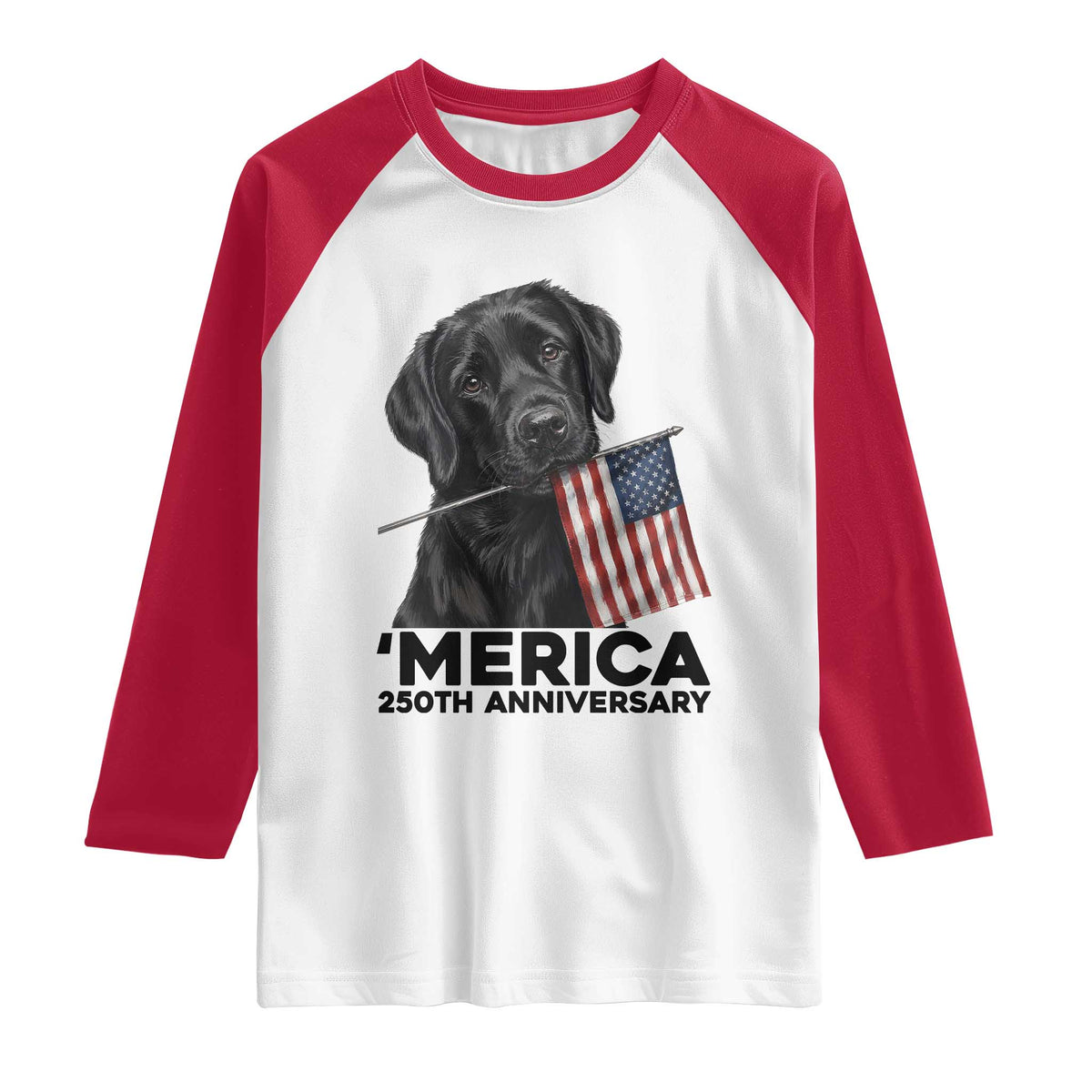 Patriotic Labrador Retriever Raglan Shirt America 250th Anniversary Gift TS12 White Red Print Your Wear