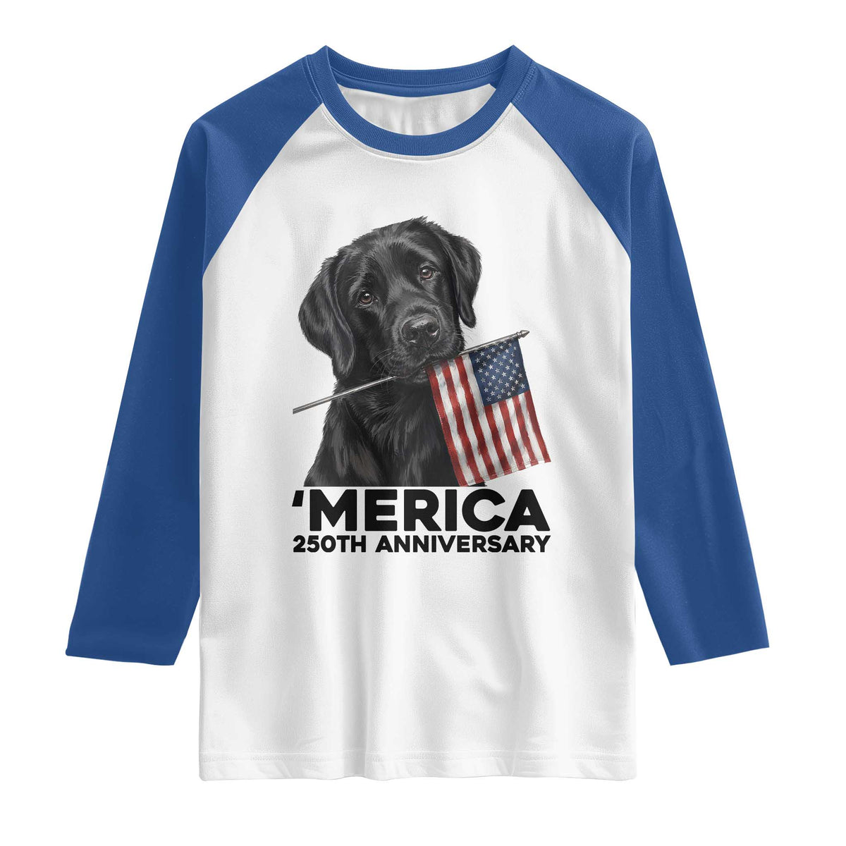 Patriotic Labrador Retriever Raglan Shirt America 250th Anniversary Gift TS12 White Royal Print Your Wear