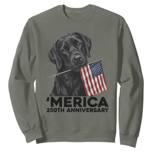Patriotic Labrador Retriever Sweatshirt America 250th Anniversary Gift TS12 Military Green Print Your Wear