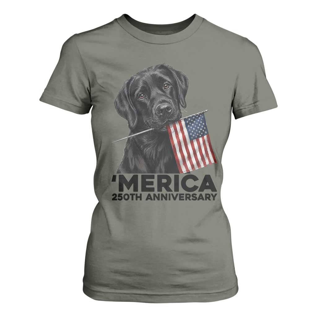 Patriotic Labrador Retriever T Shirt For Women America 250th Anniversary Gift TS12 Military Green Print Your Wear