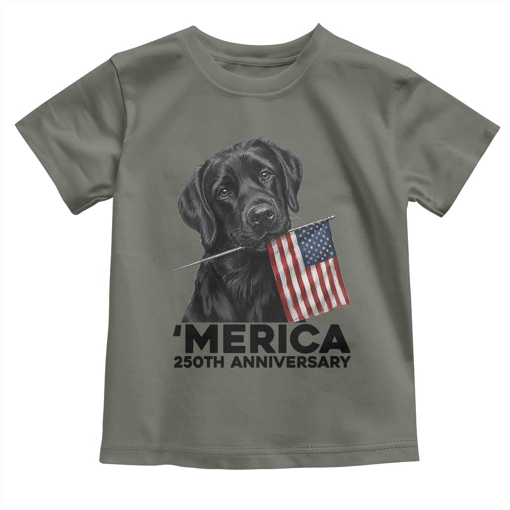 Patriotic Labrador Retriever Toddler T Shirt America 250th Anniversary Gift TS12 Military Green Print Your Wear